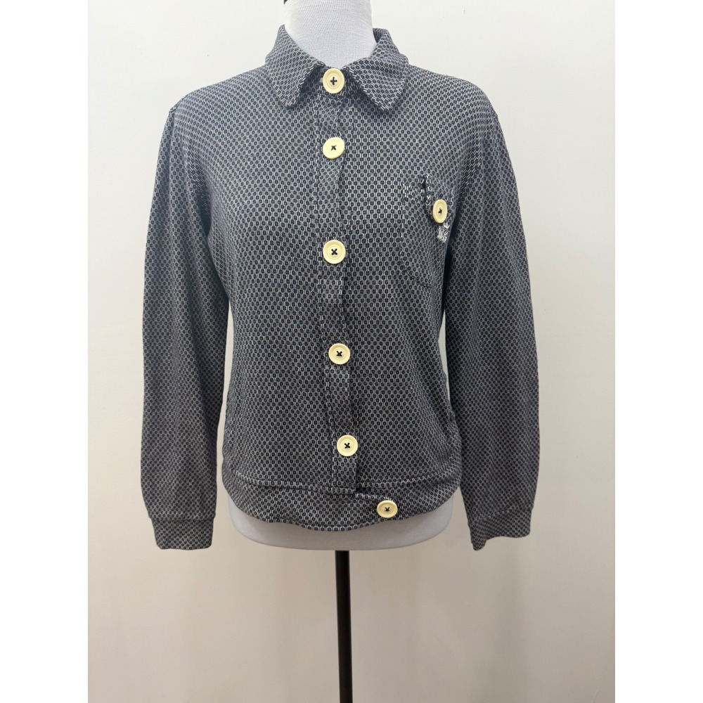 Ben Sherman Mens Navy White Geometric Knit Cotton Jacket GR2053 Size M